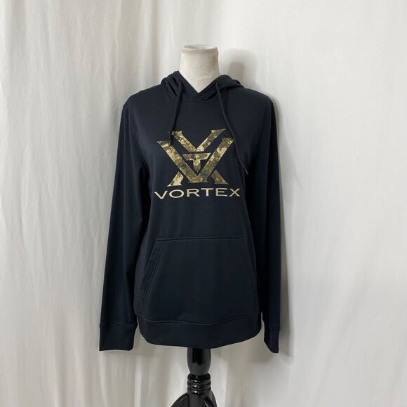Womens Medium Hoodie Vortex Black and Camo Logo Long Sleeve Pocket - Picture 2 of 9